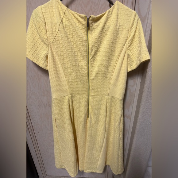 Talbots Fit & Flare Dress Size 10 Short Sleeve Butter Yellow Knee Length - Picture 2 of 16